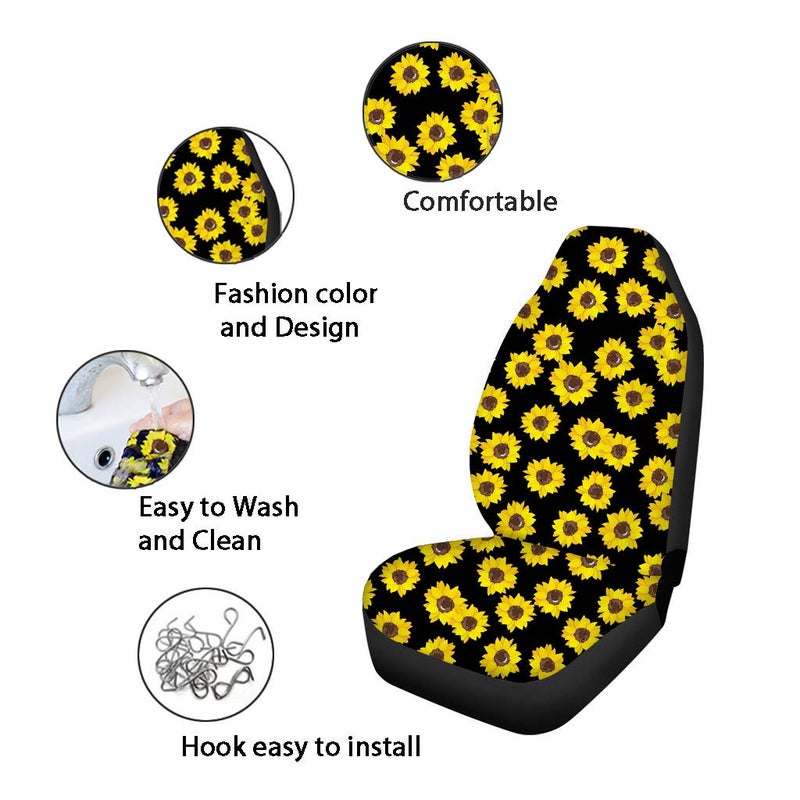 TOADDMOS Cute Colorful Paw Print Car Front Seat Covers 2 pc,Vehicle Seat Protector Car Mat Covers,Fit Most Cars,Sedan,Truck,SUV,Van for Pet Lover - Image 3